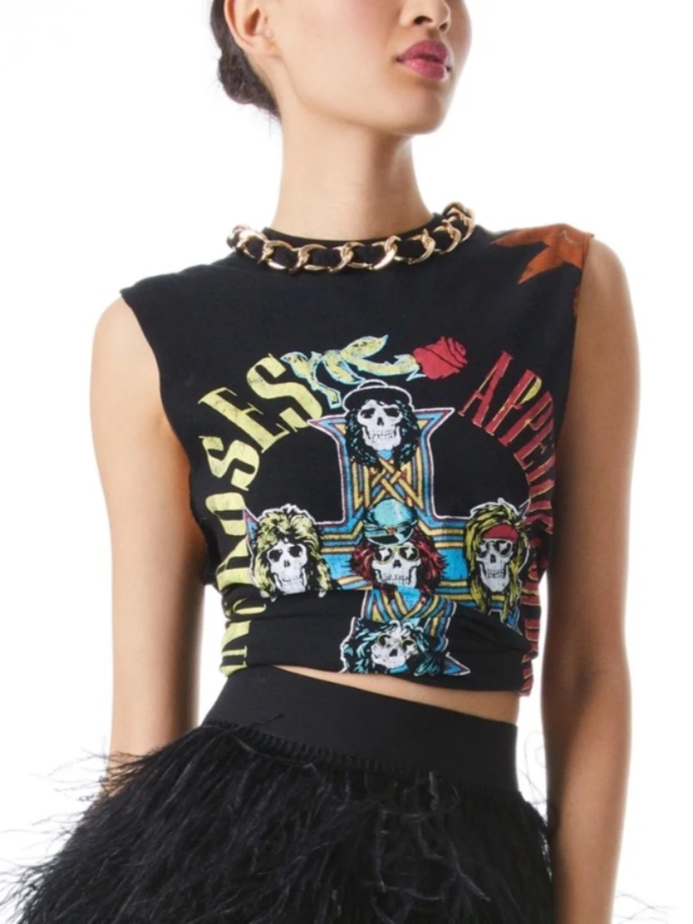 Alice + Olivia Miller Chain Neck Boyfriend Tee M/L